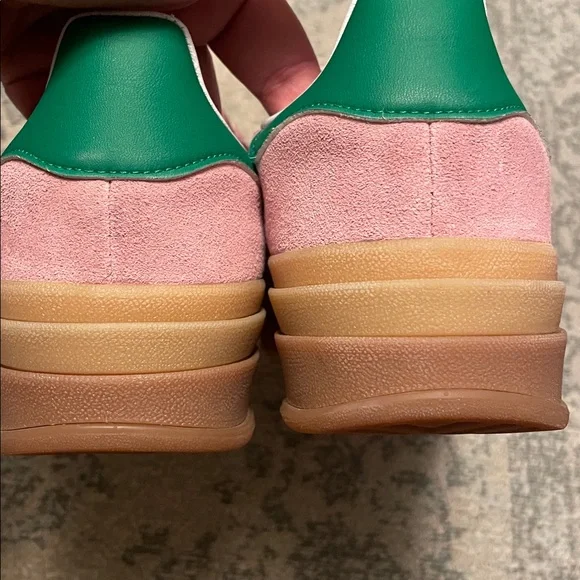 Gazelle Bold: Adidas Women's Pink and Green Gazelle Bold Sneakers - Picture 10 of 11